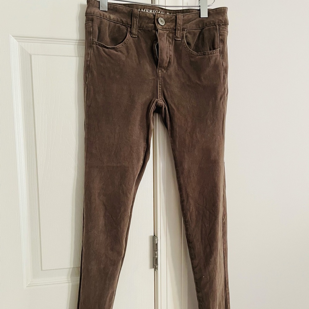 American Eagle Sateen Taupe Skinny Jeans